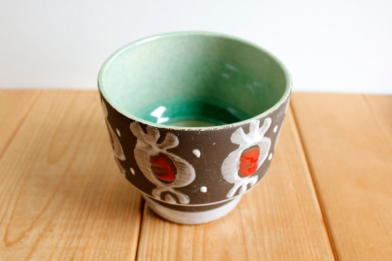 Heffen Belgium Interesting Color and Design Planter for Indoor Plant or Herb Mid Century Modern Ceramic Plant Pot B.P.F