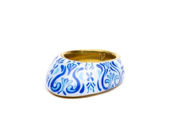 Vermil Archery Thumb Ring -  Porcelain Blue - Protective Gear for Thumb Draw in Traditional Archery