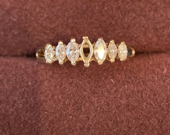 14k Solid Yellow Gold Natural Marquise Diamond ring, Semi-Mount.