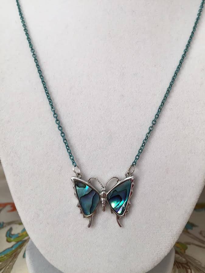 Mother of Pearl Butterfly Necklace in Sterling Silver on a | Etsy