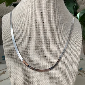 Sterling Silver Herringbone Flat Snake Chain Necklace.