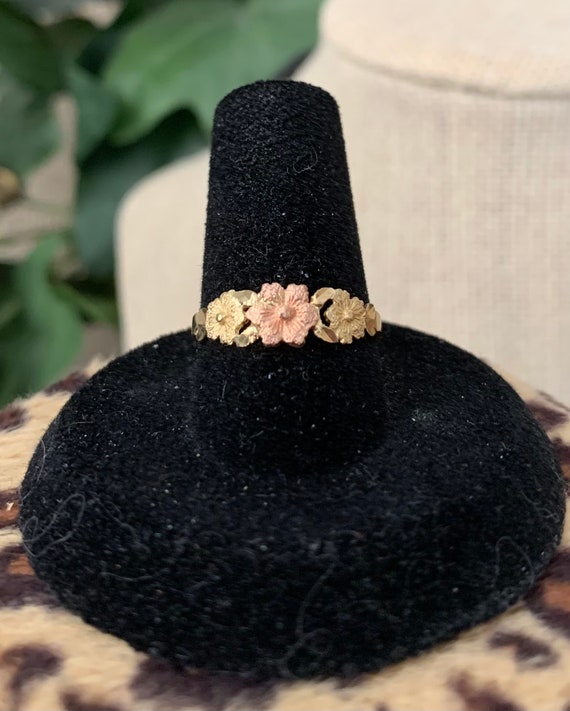 Dainty 14k Yellow and Rose Gold Flower Ring