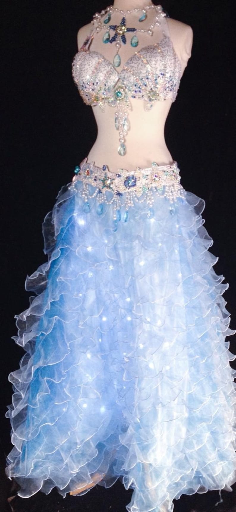 Light up Skirt, LED Belly Dance Costume, Ruffle Skirt for Women