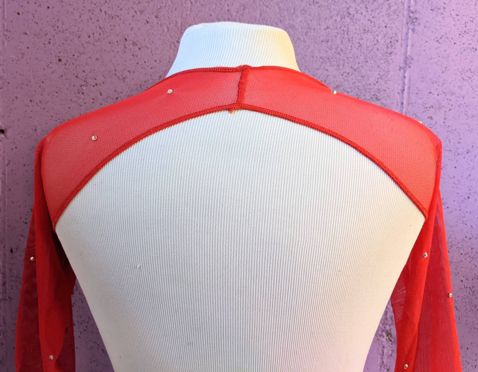 Red Mesh Shrug Belly Dance Costume Ballroom Dance Shrug Etsy