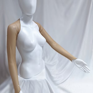Sheer Mesh Shrug, Long Sleeve Body Con, Rhinestone Shrug, Belly Dance Costume, Burlesque Costume, Ballroom Costume, Figure Skating