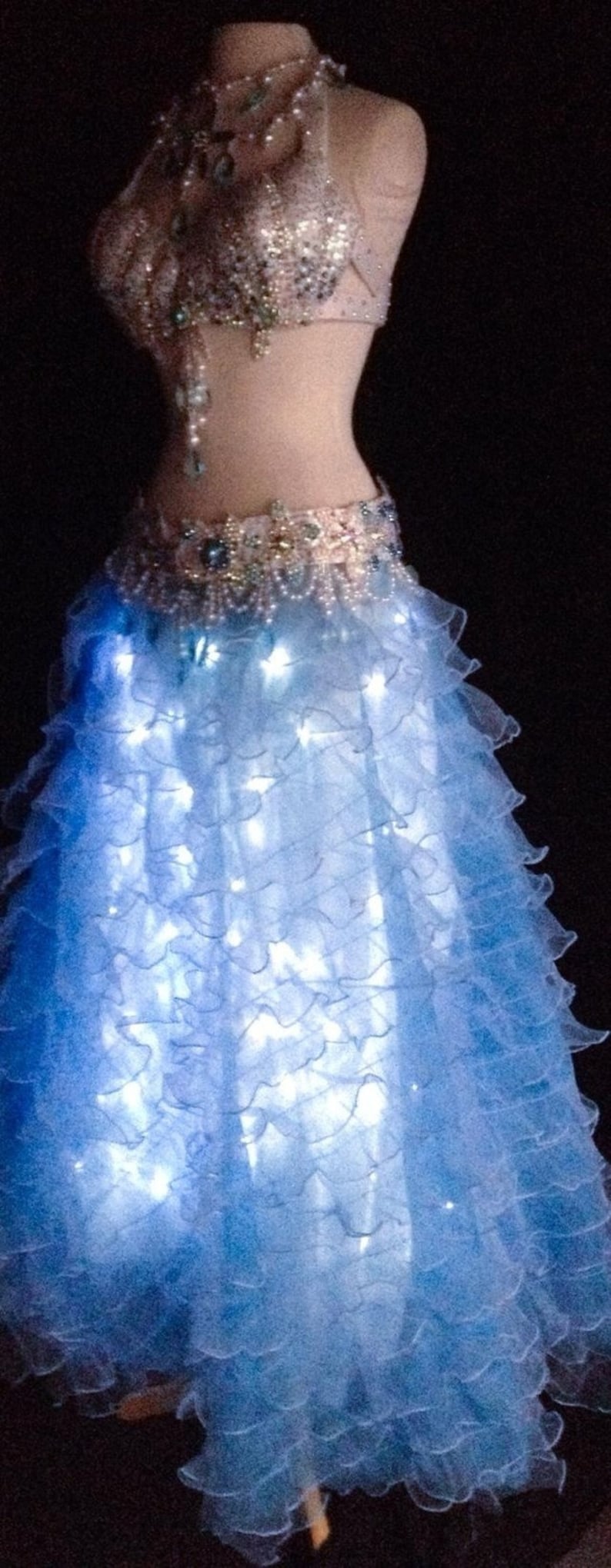 Light up Skirt, LED Belly Dance Costume, Ruffle Skirt for Women