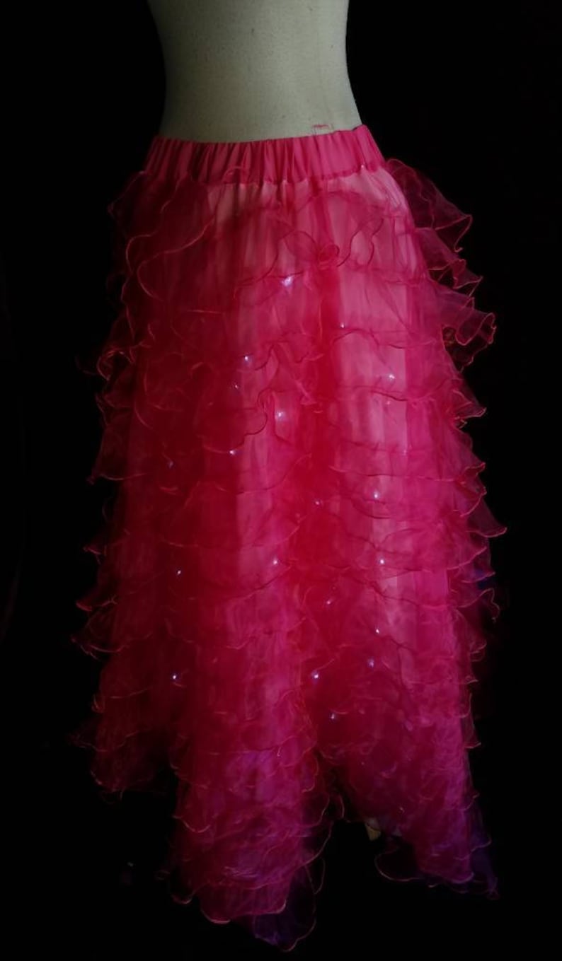 Light up Skirt, LED Belly Dance Costume, Ruffle Skirt for Women