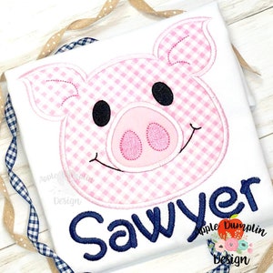 Pig, Applique Design, Instant Download, 4x4, 5x5, 6x6, 7x7, 8x8