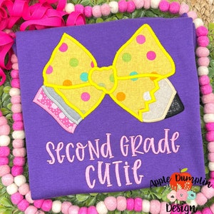 Bleistift Bogen, Satinstich, Applikation, Maschinenstickerei, Zurück in die Schule, Mädchen Applikation, 4x4, 5x5, 6x6, 7x7, 8x8, 9x9