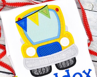 School Bus, Zigzag, Applique Design, Embroidery Design, Back to School, School Applique, Boy Applique, 4x4, 5x5, 6x6, 7x7, 8x8, 9x9