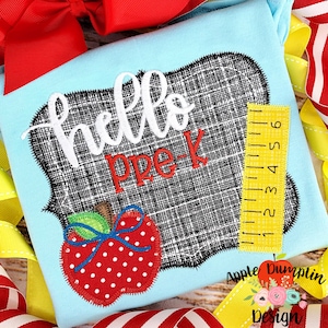 Hello Chalkboard, Zigzag Stitch, Applique Design, Embroidery Design, Back to School, School Applique, Teacher Applique, 5x5, 6x6, 7x7, 8x8
