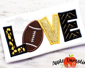 Football LOVE Applique Machine Embroidery Design, Football Season, Fall, Thanksgiving, Girl, Dance, Cheerleader, Cheer, 4x4, 5x7, 6x10, 9x9