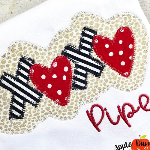 XOXO Zigzag Stitch Applique Design Machine Embroidery Etsy