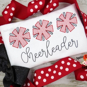 Vintage, Cheerleader, Pom Poms, Machine Embroidery Design, Sketch Embroidery, Cheer, School, Football, Sports, 4x4, 5x7, 6x10, 7x11, EM192