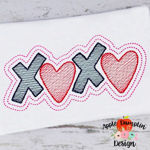 XOXO, Sketch, Machine Embroidery, Instant Download, 4x4, 5x5, 5x7, 6x10, 8x8, 9x9