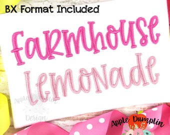 Farmhouse Lemonade, Complete Alphabet, Embroidery Font, BX Included, 0.5 in, 1 in, 1.5 in, 2 in