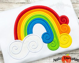 Swirl Rainbow, Satin, Embroidery Design, Instant Download, 5x5, 5x7, 6x10, 8x8