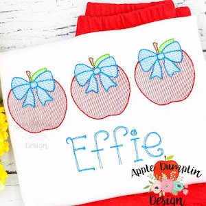 Apple with Bow Trio, Sketch, Machine Embroidery, Instant Download, School, Back to School, 5x5, 5x7, 6x10, 8x8