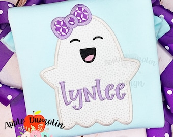 Ghost with Bow, Applique Design, Embroidery Design, Halloween Applique, Ghost, Fall Applique,  4x4, 5x5, 5x7, 8x8, 9x9