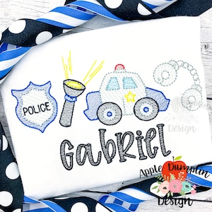 Police Car 4 in a Row, Applique Design, Machine Embroidery, Instant Download, Rescue Vehicle, Boy Applique, 5x5, 5x7, 6x10, 8x8