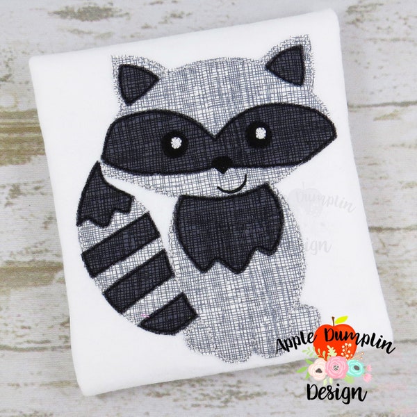 Raccoon, BEAN Stitch, Applique Design, Machine Embroidery Design, Woodland Animal, 4x4, 5x5, 5x7, 6x10