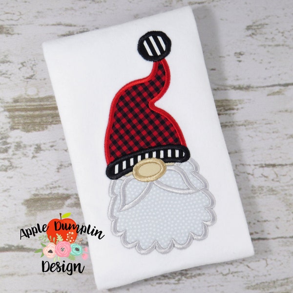 Santa Gnome Face, Applique Design, Machine Embroidery, Instant Download, 5x7 small, 5x7, 8x8, 6x10