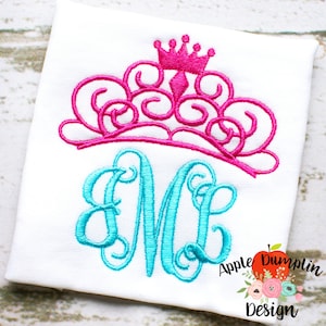 Tiara Embroidery Design, 5 Sizes, Crown, Princess, Girl, Pageant, Monogram, Girly, 4x4, 5x7, 6x10, 7x11, 9x9