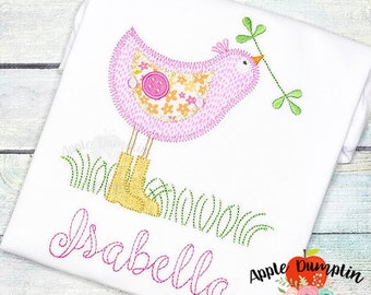 Spring Bird, Zigzag, Applique Design, Instant Download, 4x4, 5x5, 6x6, 7x7, 8x8