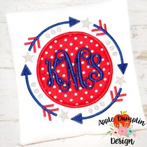 4th of July, Star Arrow Frame, Applique Design, Machine Embroidery Design, Fourth of July, Independence Day, Monogram, 4x4, 5x7, 6x10