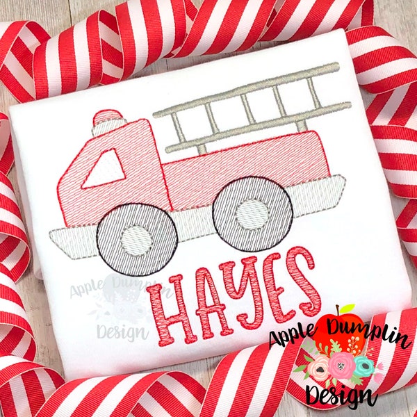 Fire Truck, Sketch,  Machine Embroidery, Instant Download, Rescue Vehicle, Boy Applique, Truck Applique, 4x4, 5x5, 5x7, 8x8, 9x9