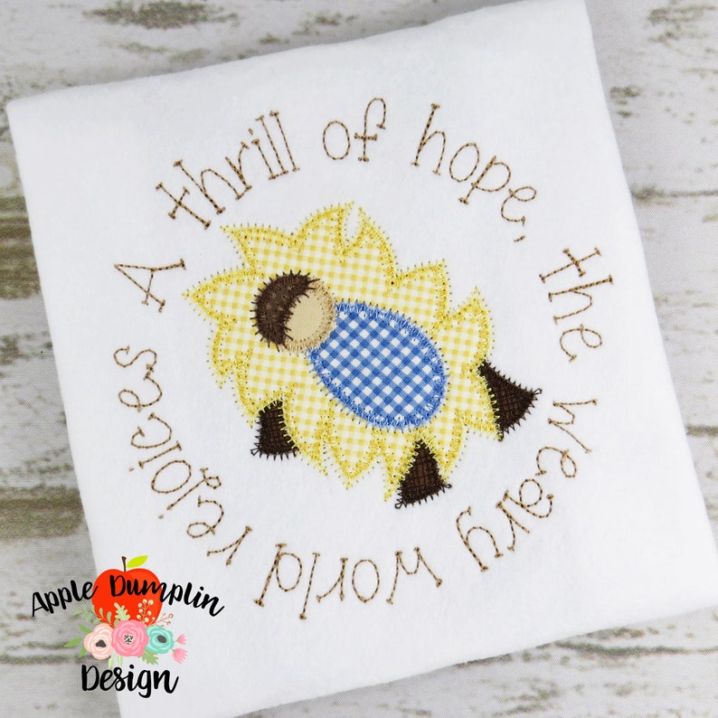 Baby Jesus 6x6 8x8 Zigzag Stitch,Applique Design Instant Download Machine Embroidery 5x5 A Thrill of Hope