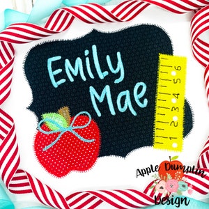 Chalkboard with Bow, Zigzag Stitch, Applique Design, Embroidery Design, Back to School, School, Teacher Applique, 5x5, 6x6, 7x7, 8x8