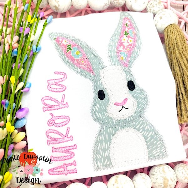 Bunny, Zigzag, Applique Design, Machine Embroidery, Instant Download, Easter, 5x5, 5x7, 8x8, 9x9