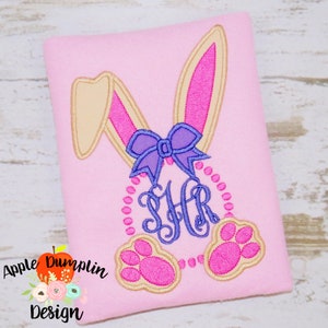 Bunny with Bow Frame Applique Design, Machine Embroidery Design, Girl Applique, Monogram, Easter Embroidery, Frame Applique, 4x4, 5x7, 6x10