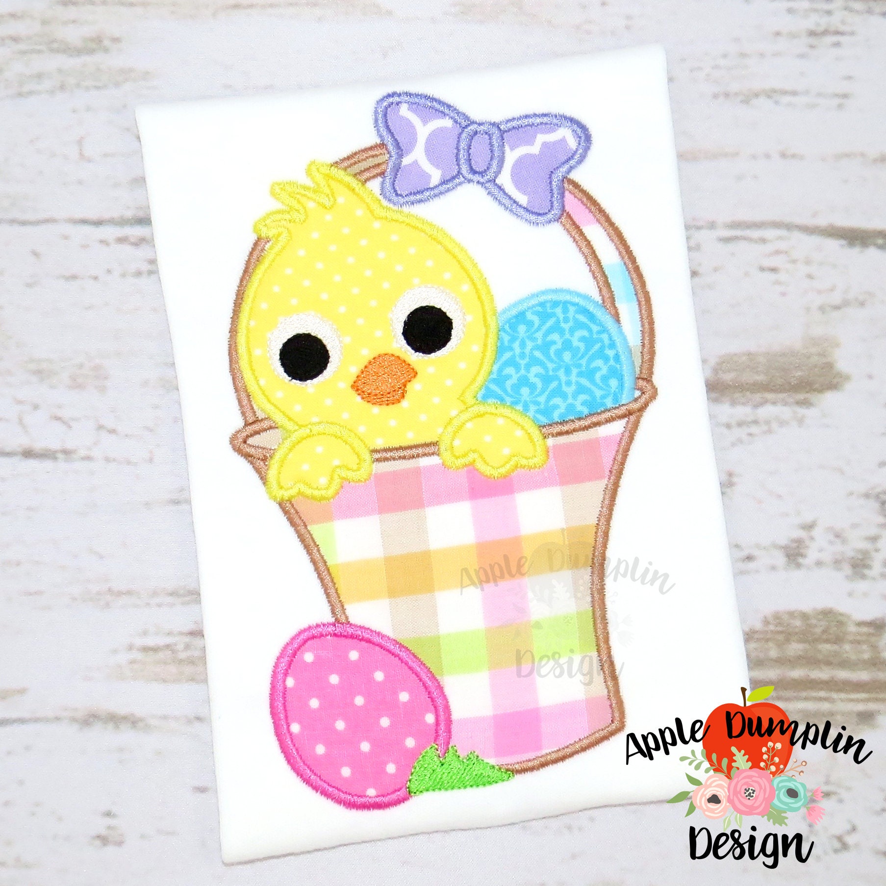 Chick in Easter Basket Applique Design Machine Embroidery | Etsy