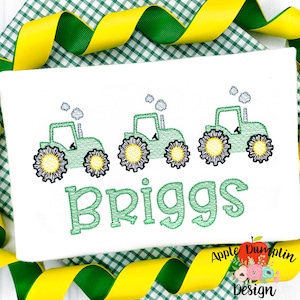 Tractor Trio, Sketch Embroidery Design, Machine Embroidery, Instant Download, Tractor, Barn, Hay Bales, Boy, 4x4, 5x5, 5x7, 8x8