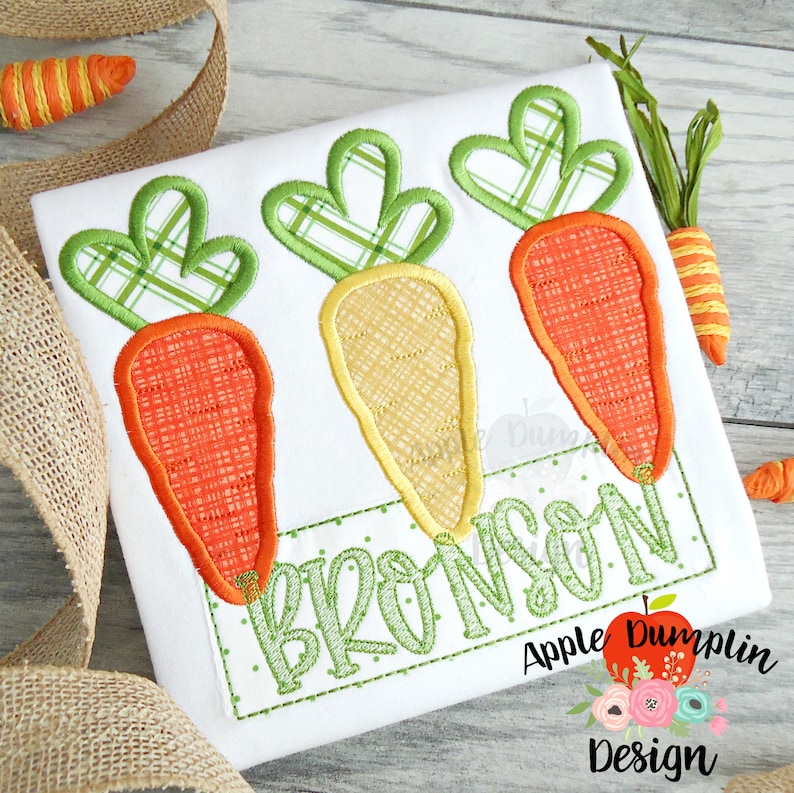 Easter Applique Machine Embroidery Carrot Trio Satin Stitch Applique Design Instant Download 5x5 9x9 8x8 5x7