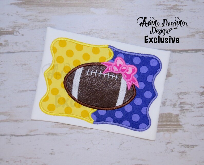 Football With Bow House Divided Frame Applique Machine