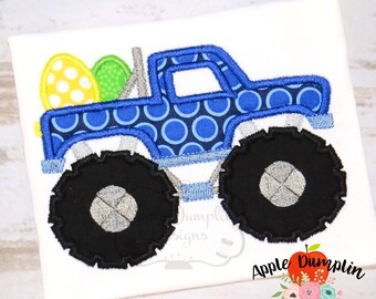 Easter Monster Truck Applique Design, Machine Embroidery Design, Boy Easter Embroidery, Boy Applique Design, 4x4, 5x7, 6x10, 8x8