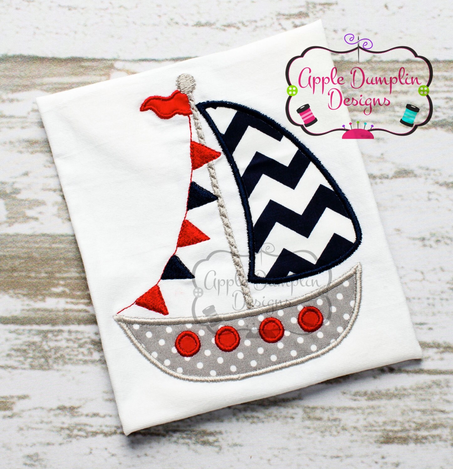 Flag Sailboat Applique Machine Embroidery Design Anchor | Etsy