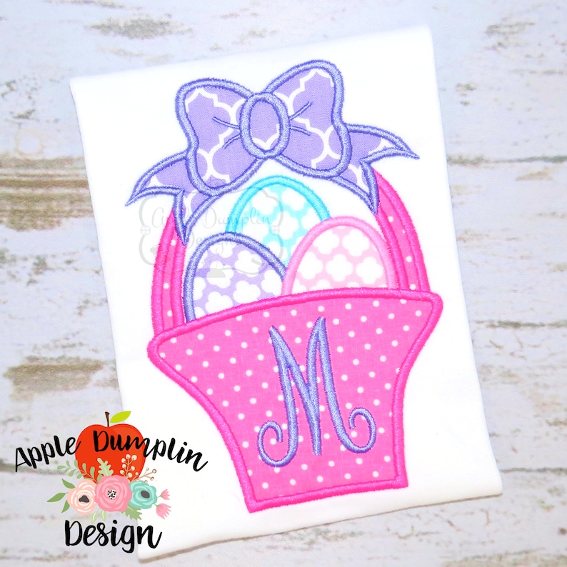 Easter Basket With Bow, Applique Design, Machine Embroidery Design ...