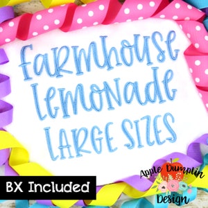Farmhouse Lemonade, Large Sizes,  Complete Alphabet, Embroidery Font, BX Included, 2.25&quot;, 2.5&quot;, 3&quot;, 3.5&quot;, 4&quot;