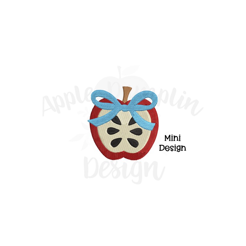 Apple with Bow Mini Instant Download 3 inch 1.5 inch Machine Embroidery School 2.5 inch 2 inch Back to School