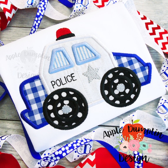 Police Car, Applique Design, Machine Embroidery, Instant Download, Rescue Vehicle, Boy Applique, 4x4, 5x5, 5x7, 8x8