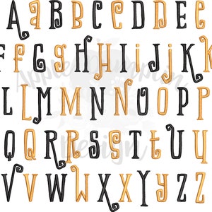 Monster Mash, Complete Alphabet, Embroidery Font, BX Included, 1 in, 1.5 in, 2 in, 2.5 in image 2