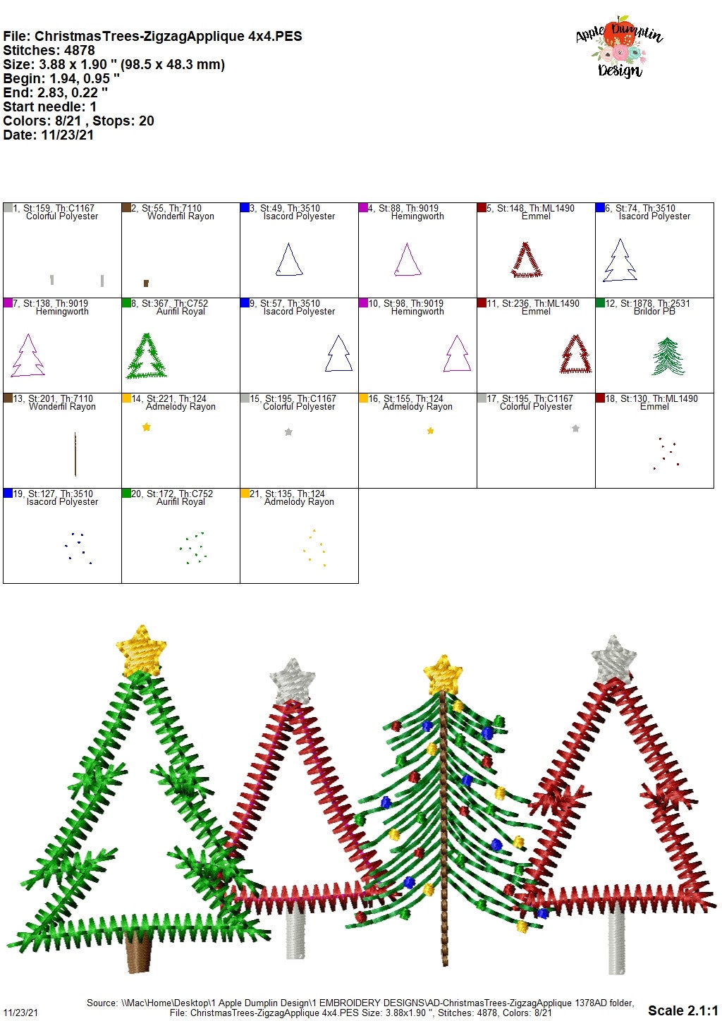 Christmas Trees Zigzag Stitch Applique Design Girl - Etsy