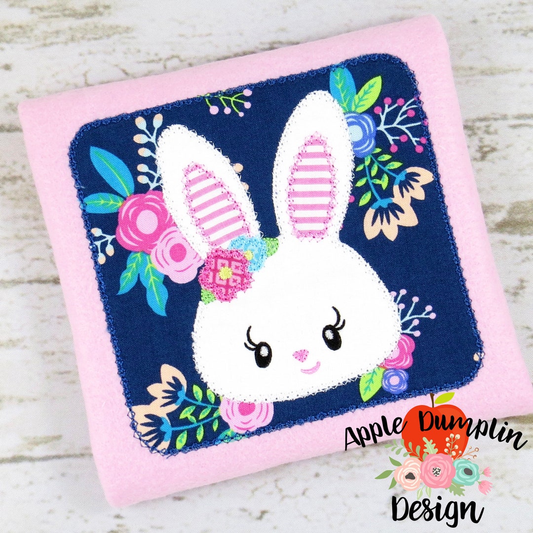 Bunny in Frame, Zigzag Stitch, Applique Design, Machine Embroidery
