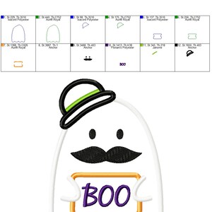 Ghost With Mustache, Applique Design, Embroidery Design, Halloween ...