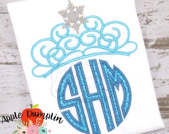 Snowflake Tiara Machine Embroidery Design, Applique, Monogram, Crown, Christmas, Princess, Girl, Cute, Anna, Elsa, Frozen, 4x4 5x,7 6x10 9x9