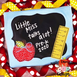 Chalkboard with Bow, Bean Stitch, Applique Design, Embroidery Design, Back to School, School Applique, Teacher Applique, 5x5, 6x6, 7x7, 8x8